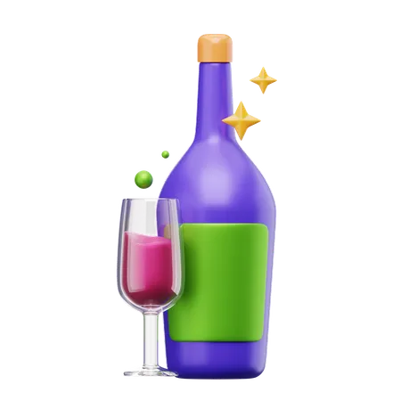 Cocktail et bouteille  3D Icon