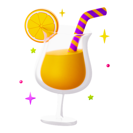 Cocktail With Lemon  3D Icon