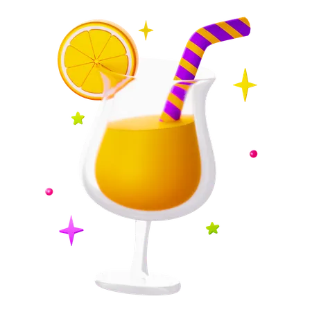 Cocktail With Lemon  3D Icon