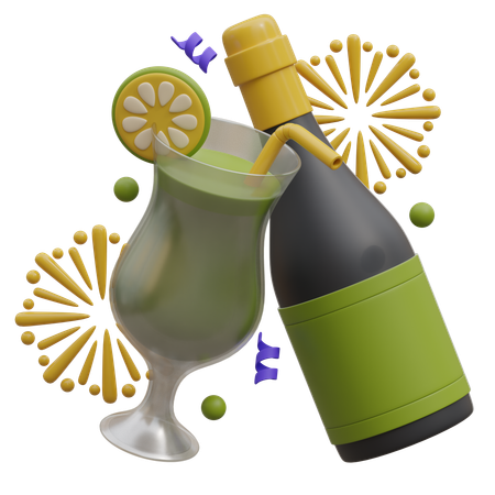 Cocktails And  Champagne  3D Icon