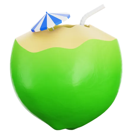 Tropical Fresh Young Coconut Juice Drink 3 D Illustration Isolated On Transparent Background 3D Icon
