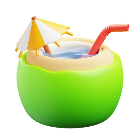 Green Coconut Drink 3D Icon