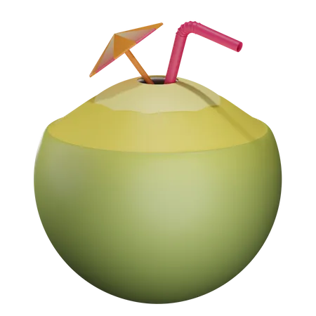 3 D Coconut Drink Object With Transparent Background 3D Illustration