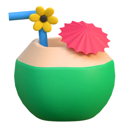 Coconut Drink Icon Summer Beach Holiday 3 D Illustration 3D Icon