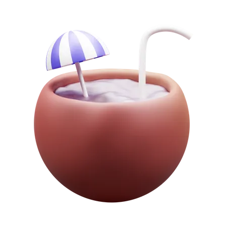 3 D Coconut Drink Icon Illustration Isolated Or Cocktail Travel Icon 3 D Render 3D Icon