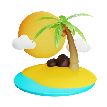 Coconut Island  3D Icon