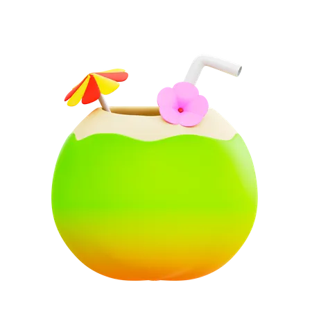 Coconut Juice  3D Illustration