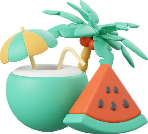 Coconut Juice  3D Illustration