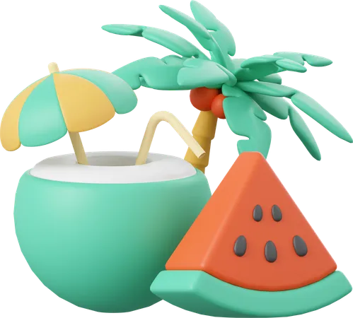 Coconut Juice  3D Illustration