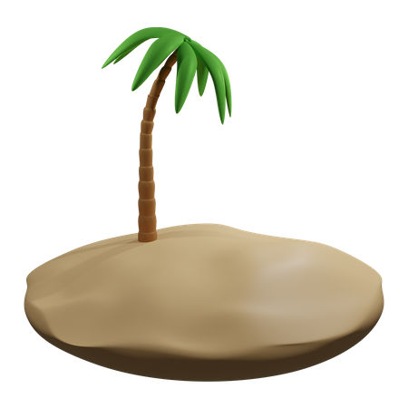 Coconut palm and beach sand  3D Icon