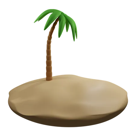 Coconut palm and beach sand  3D Icon