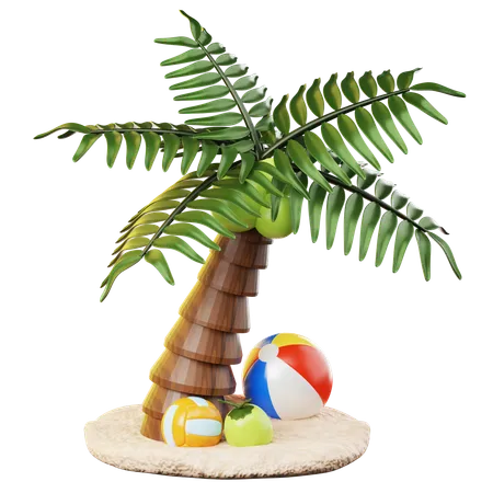 3 D Icon Summer Coconut Tree Isolated On Transparent Background 3 D Illustration High Resolution 3D Icon