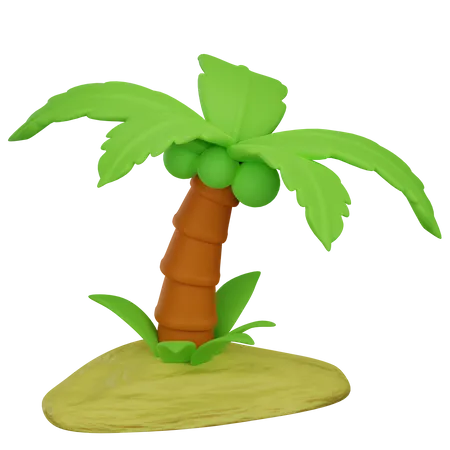 3 D Illustration Of Coconut Tree On The Beach 3D Illustration