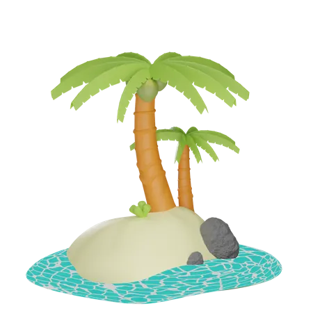 3 D Coconut Tree Illustration With Transparent Background 3D Illustration