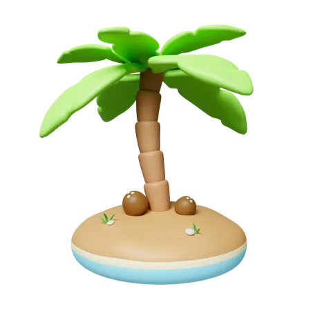 3 D Coconut Trees On Beach Sand Summer Vacation Concept Summer Vacation And Holidays Concept Icon Isolated On White Background 3 D Rendering Illustration Clipping Path 3D Icon