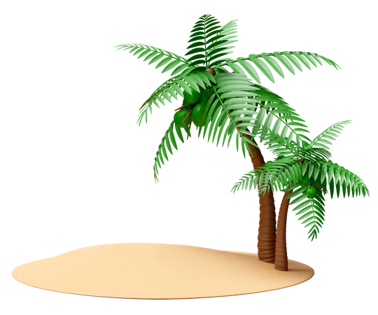 Summer Travel With Island Sandy Beach Coconut Tree Isolated Summer Travel Concept 3D Icon