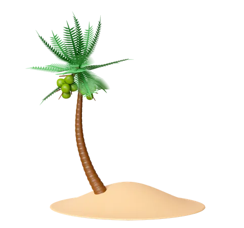 Summer Travel With Island Sandy Beach Coconut Tree Isolated Summer Travel Concept 3D Icon