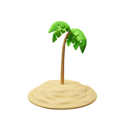 Coconut Tree With Sand  3D Icon