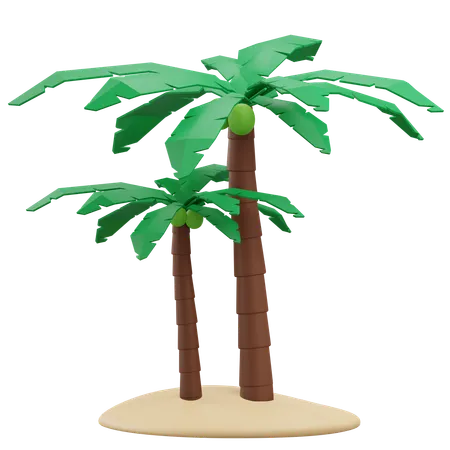 Coconut Trees 3 D Illustration With Transparent Background 3D Icon
