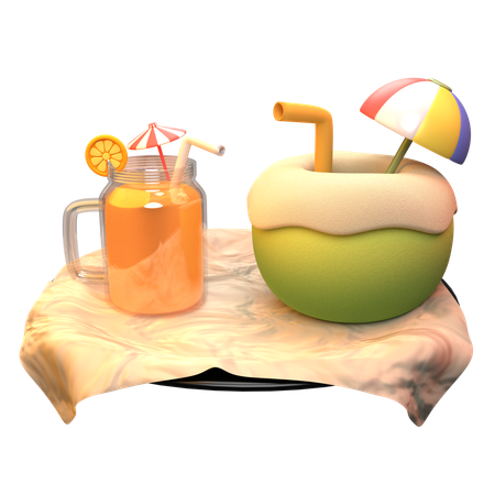 Coconut Water Orange Juice  3D Icon