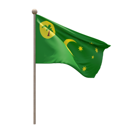 Cocos Keeling Islands Flag Pole  3D Flag