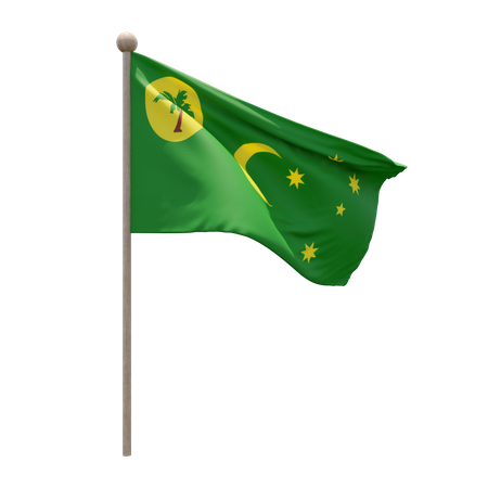Cocos Keeling Islands Flag Pole  3D Illustration