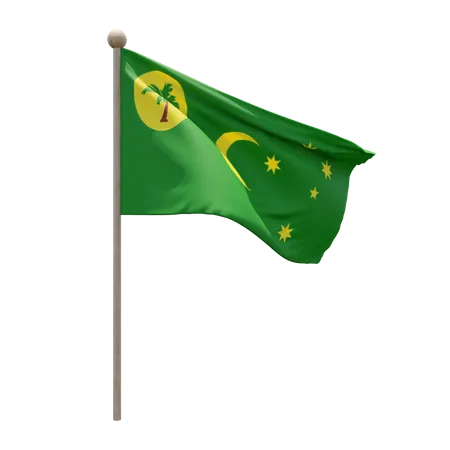 Cocos Keeling Islands Flag Pole  3D Illustration