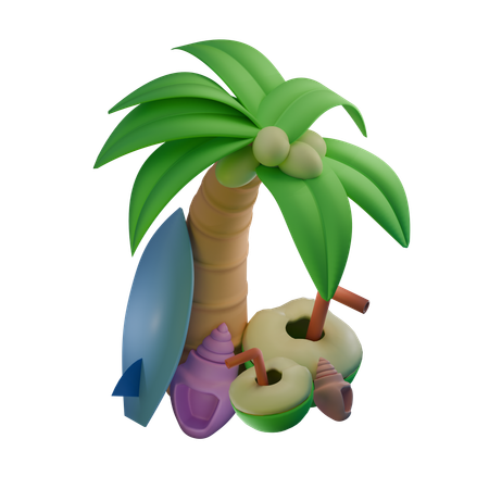 Árbol de coco  3D Icon