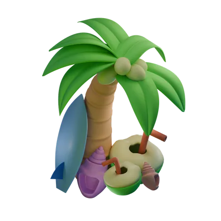 Árbol de coco  3D Icon