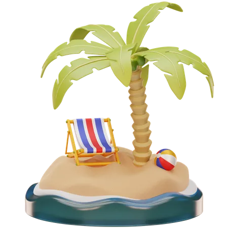 Cocotero en la playa  3D Icon