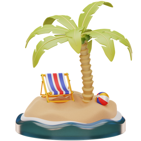 Cocotier à la plage  3D Icon