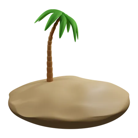 Cocotier et sable de plage  3D Icon