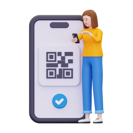 Femme scannant des codes-barres à l'aide d'un smartphone  3D Illustration