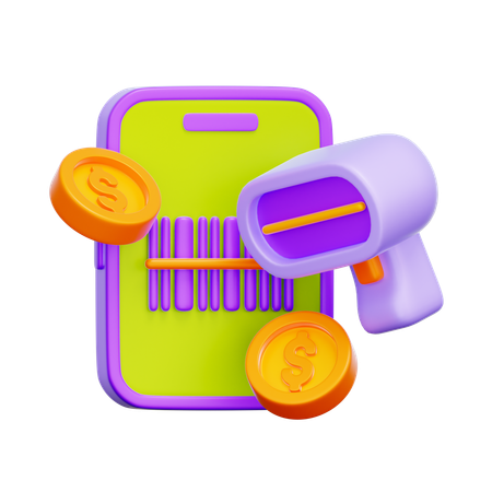 Paiement par scan de code à barres  3D Icon