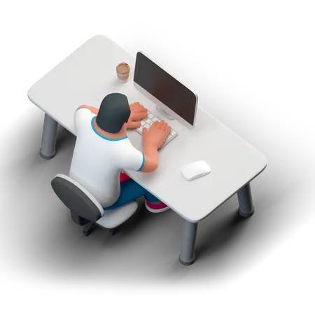 Coder desk  3D Illustration