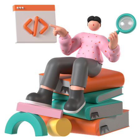 Coder Learning Code  3D Illustration