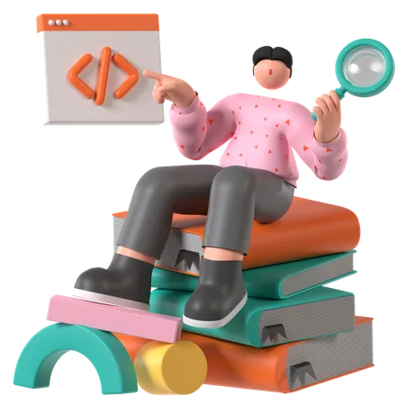 Coder Learning Code  3D Illustration