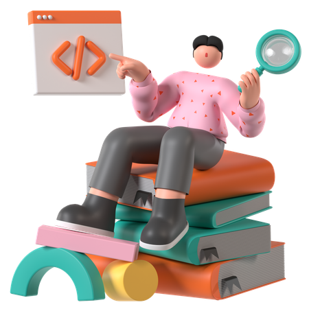 Coder lernen Code  3D Illustration