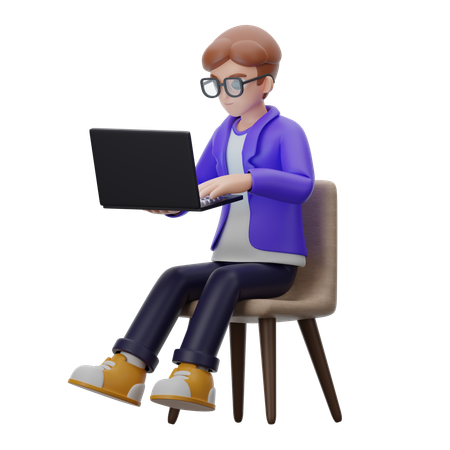 Coder Works On Laptop  3D Illustration