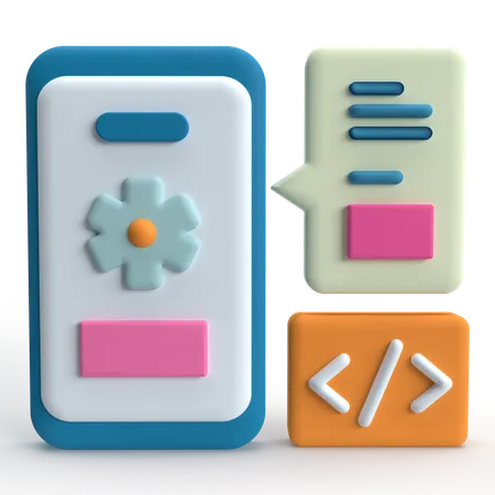 Codificação de aplicativos móveis  3D Icon