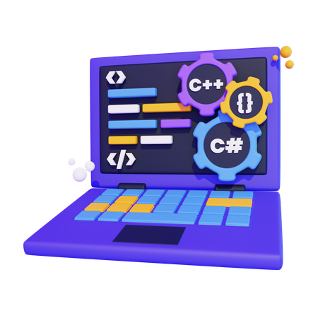 Codificación en una computadora portátil  3D Icon