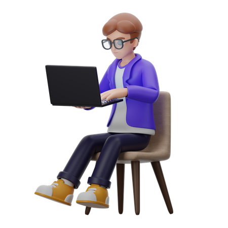 Coder funciona em laptop  3D Illustration