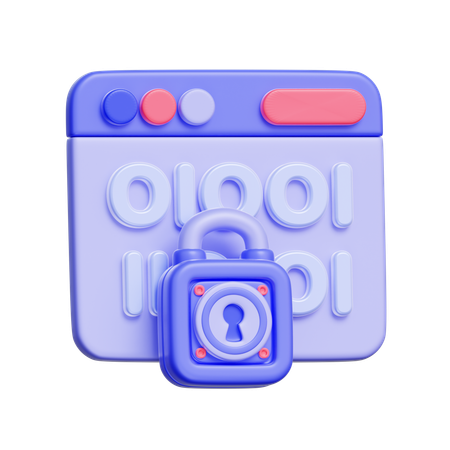Código binário com cadeado  3D Icon