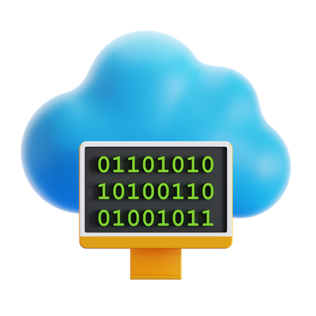 Código binário na nuvem  3D Icon