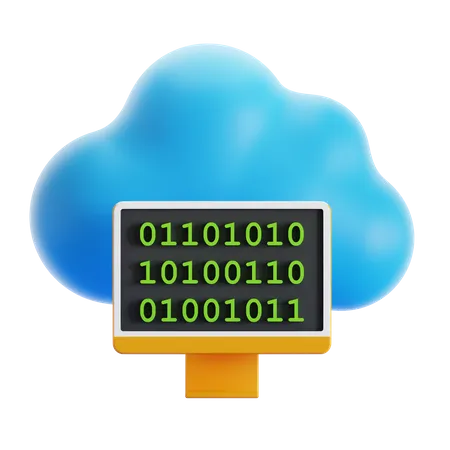 Código binário na nuvem  3D Icon