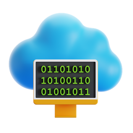 Código binario en la nube  3D Icon