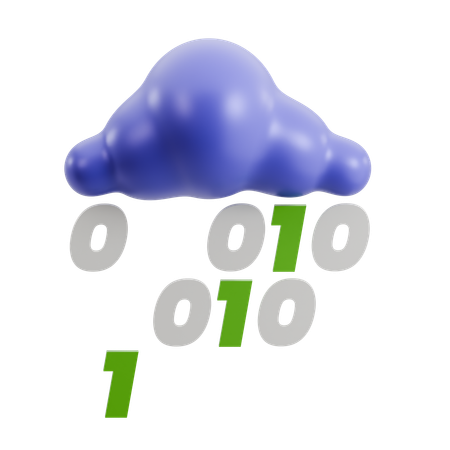Código binario nublado  3D Icon