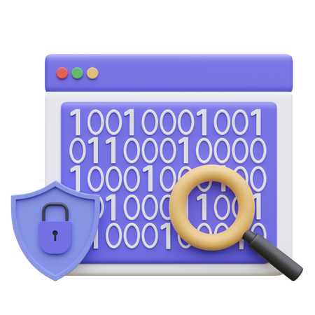 Seguridad del código binario  3D Icon