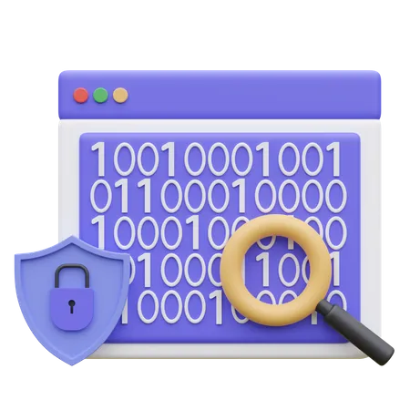 Seguridad del código binario  3D Icon