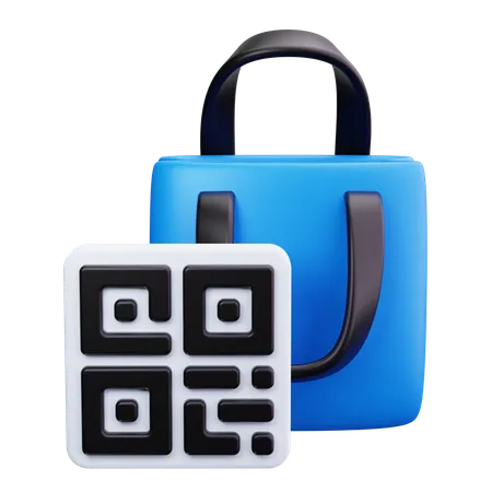 Código qr com sacola de compras  3D Icon